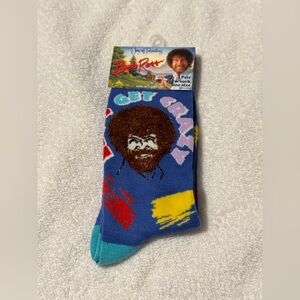 Bob Ross Artist Blue Crew Socks Adult Shoe Size 6-12